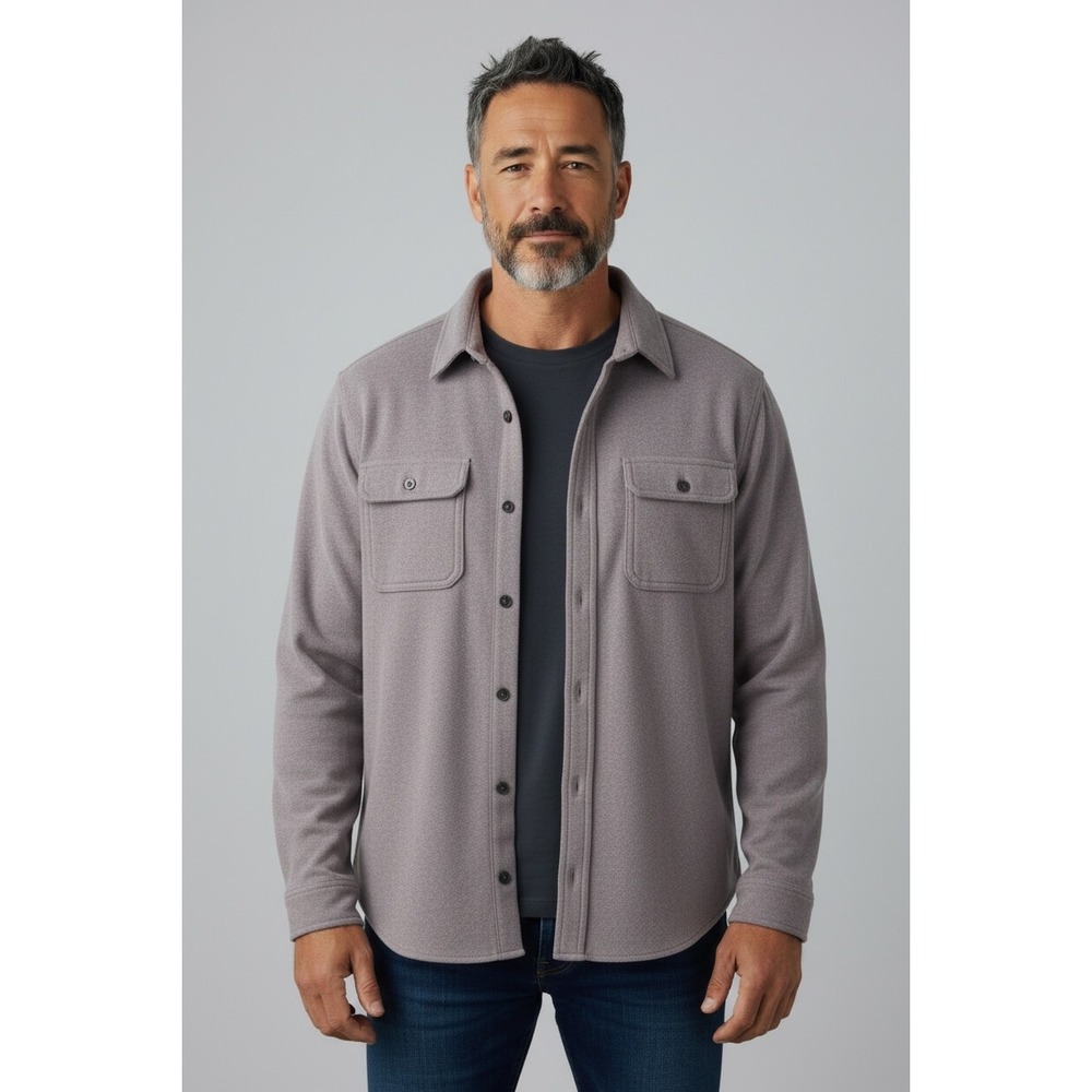 651 32 Degrees Heat Mens XL LongSleeve Button Down Shirt Jacket Heathered Purple